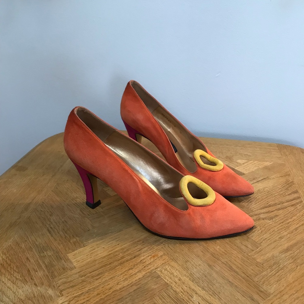 Retro Proxy Size 8 M Women’s Heels Closed Toe Shoes Funky Colorful Vintage Suede